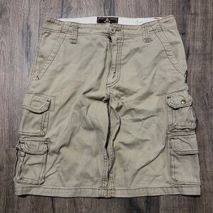 Vintage Iron Jeans Khaki Multi Pocket Cargo Shorts